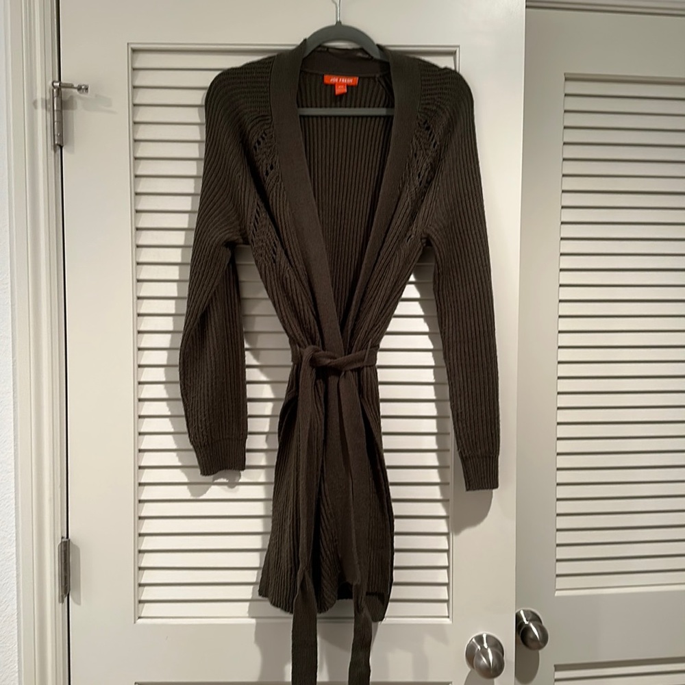 Olive Green Knit Cardigan with belt